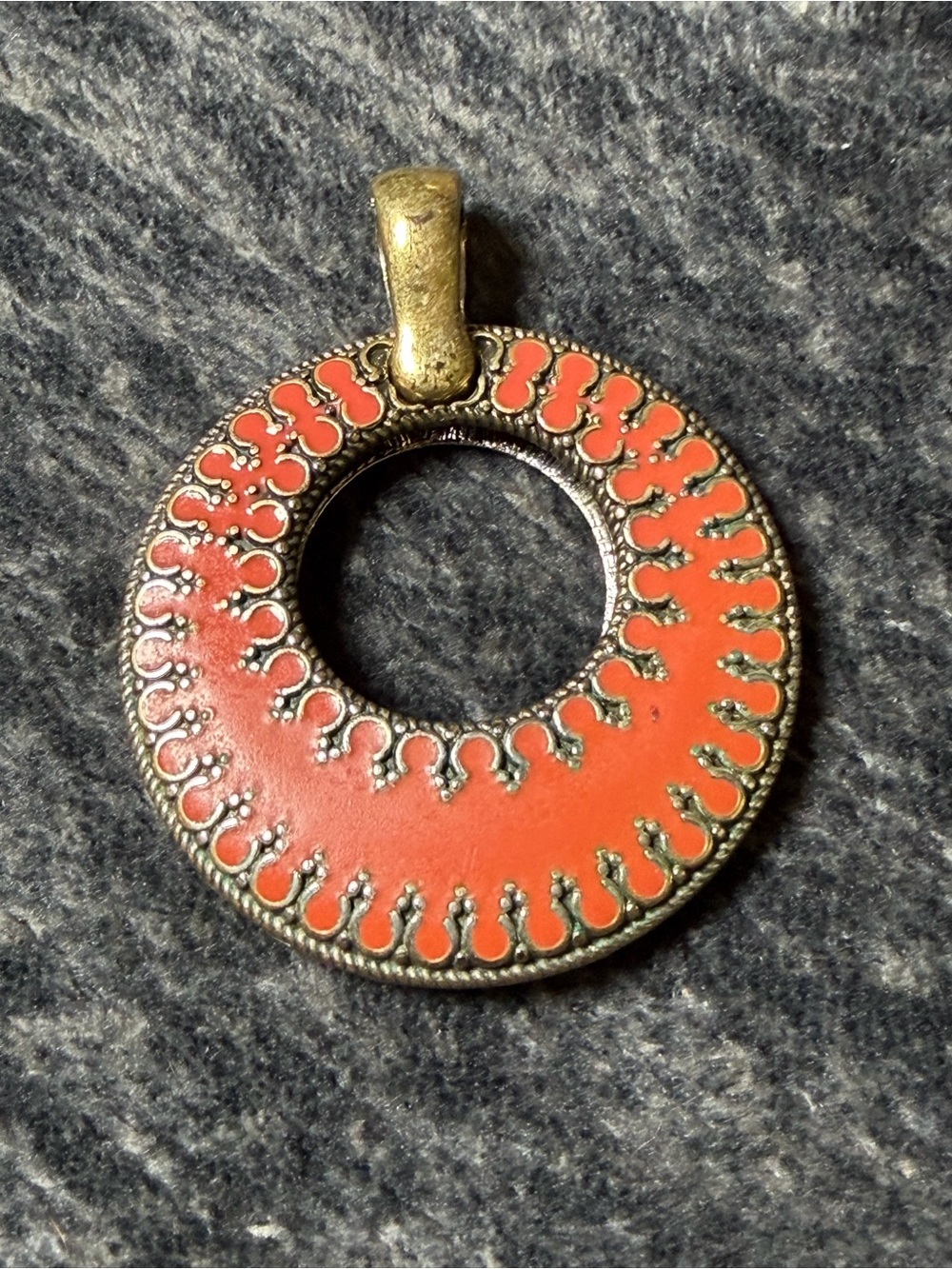 Premier Designs Reversible Magnetic Pendant Red Blue Enamel Gold Tone Charm